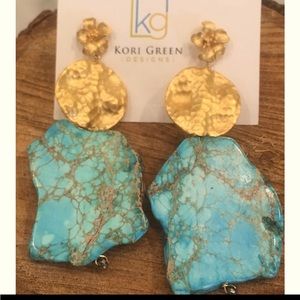 Kori Green Standout earrings - turquoise and gold